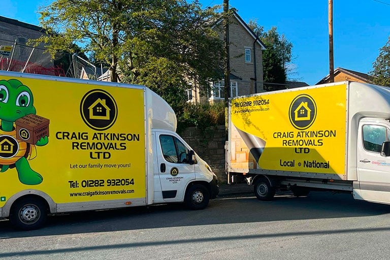 Craig Atkinson Removals vans parked in Lancashire ready for a local or national house move
