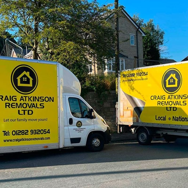 Craig Atkinson Removals vans parked in Lancashire ready for a local or national house move